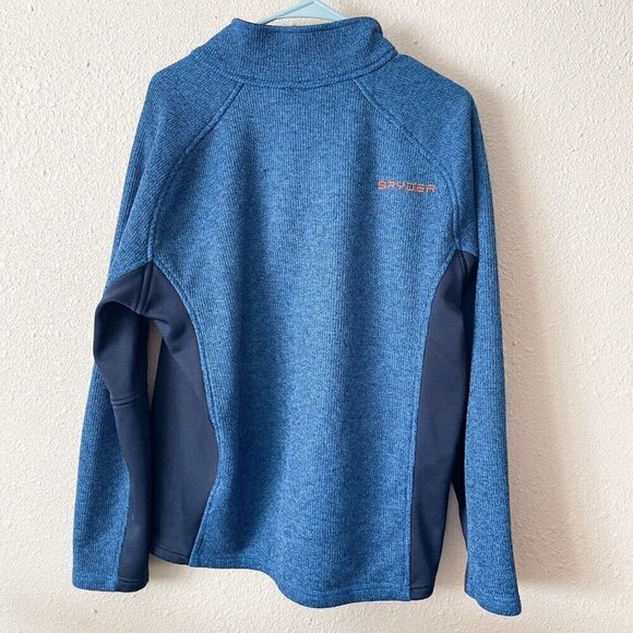 Spyder Sweatshirt MensL Blue Outbound Long Sleeve Half Zip Fleece Pullover - Picture 3 of 9